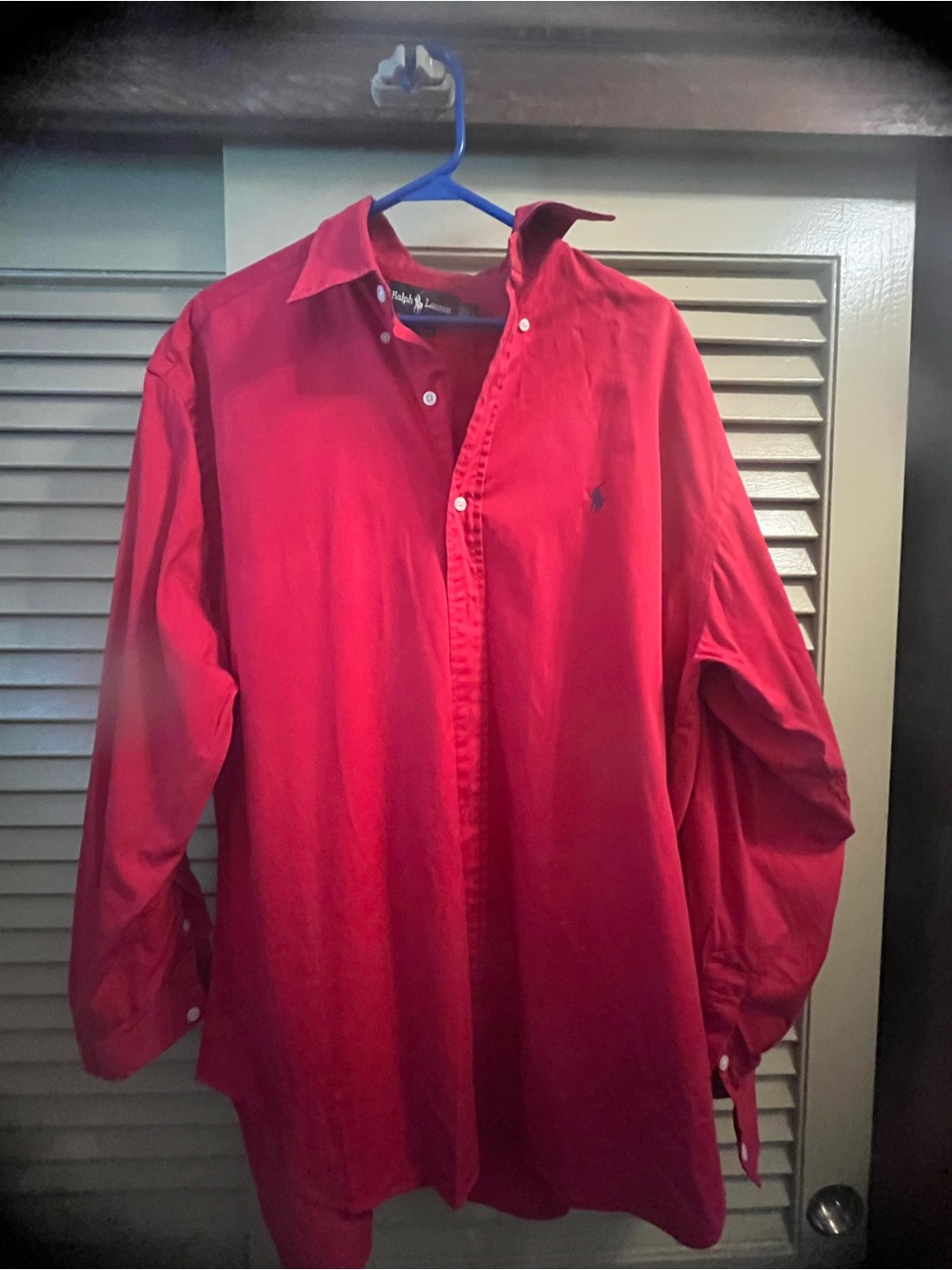 Ralph Lauren Men's Red Button-Down Shirt - Classic Long-Sleeve size large